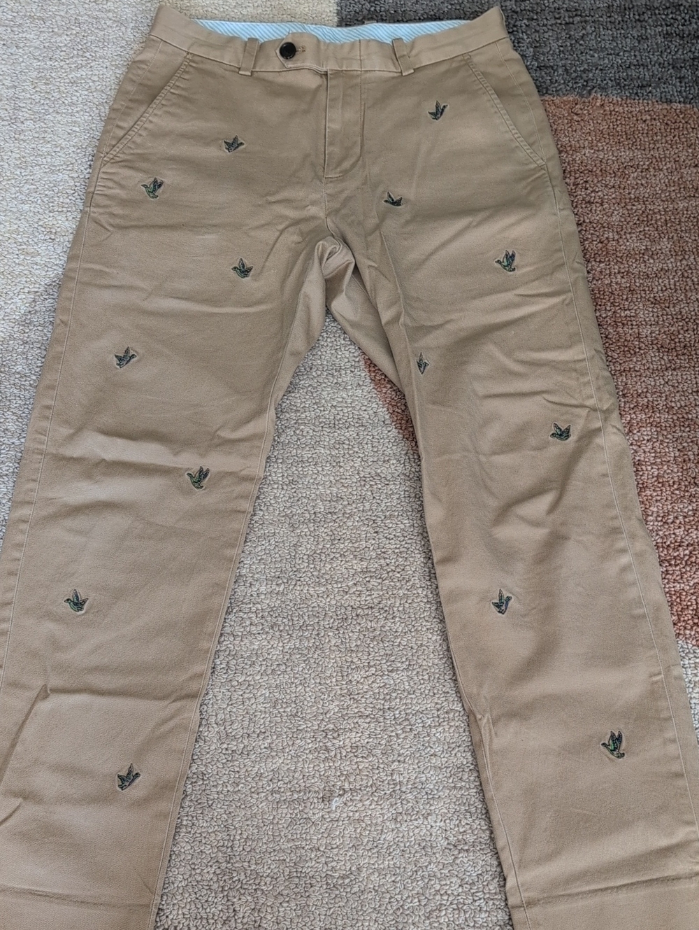 Brooks Brothers Bird Embroidered Tan Chino Pants Milano Fit